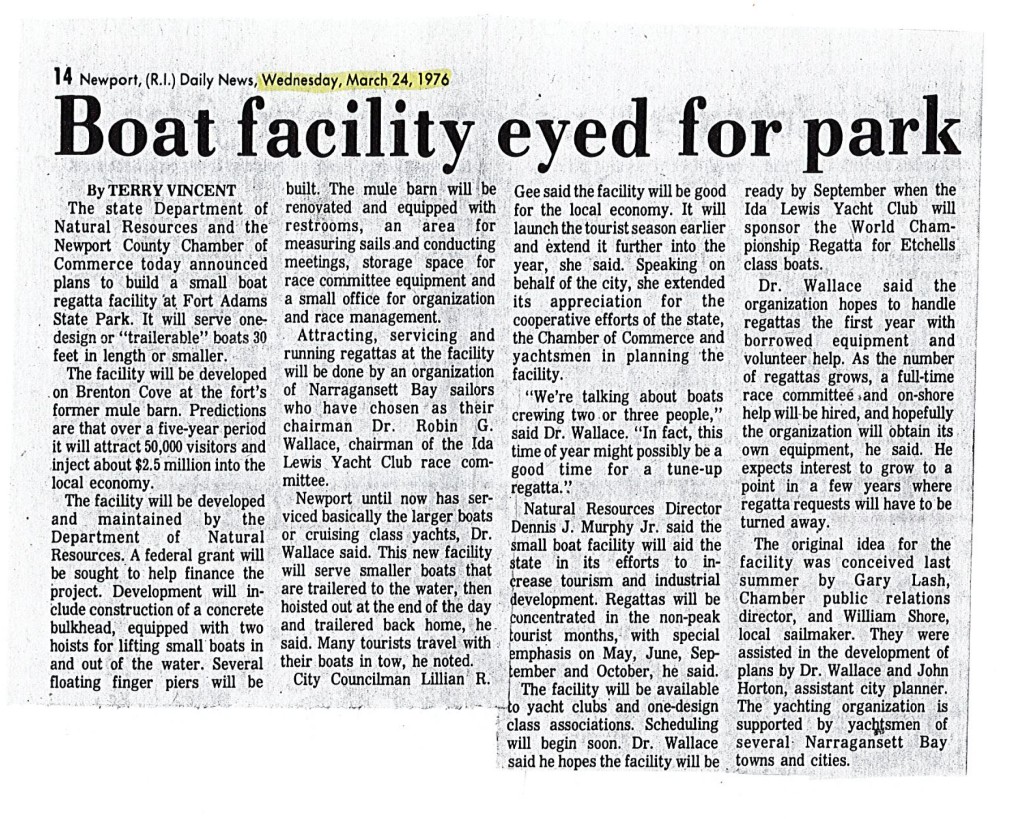 Newport Daily News, Boat Facility eyed for park