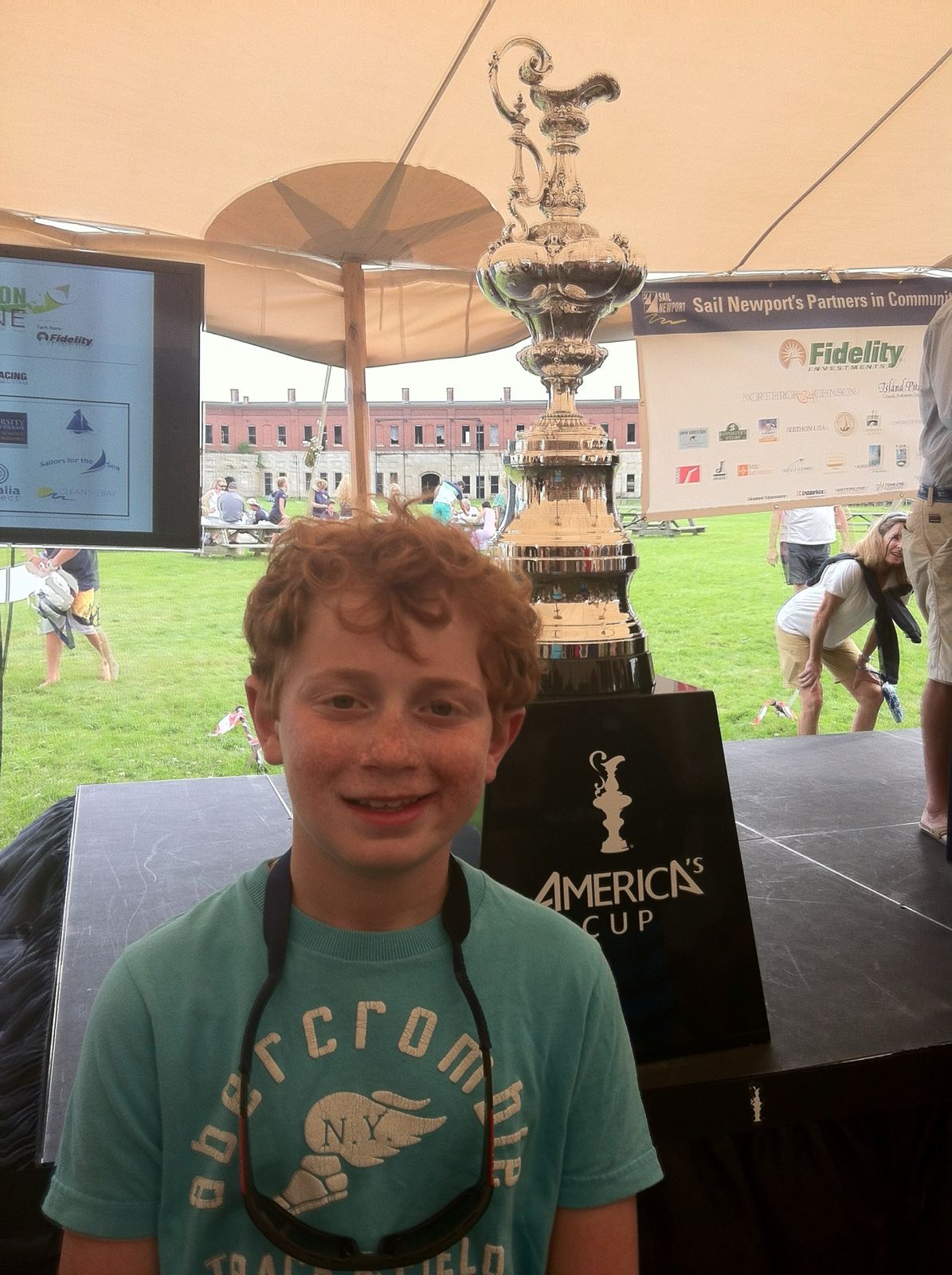 Young Ben with the America’s Cup in 2012